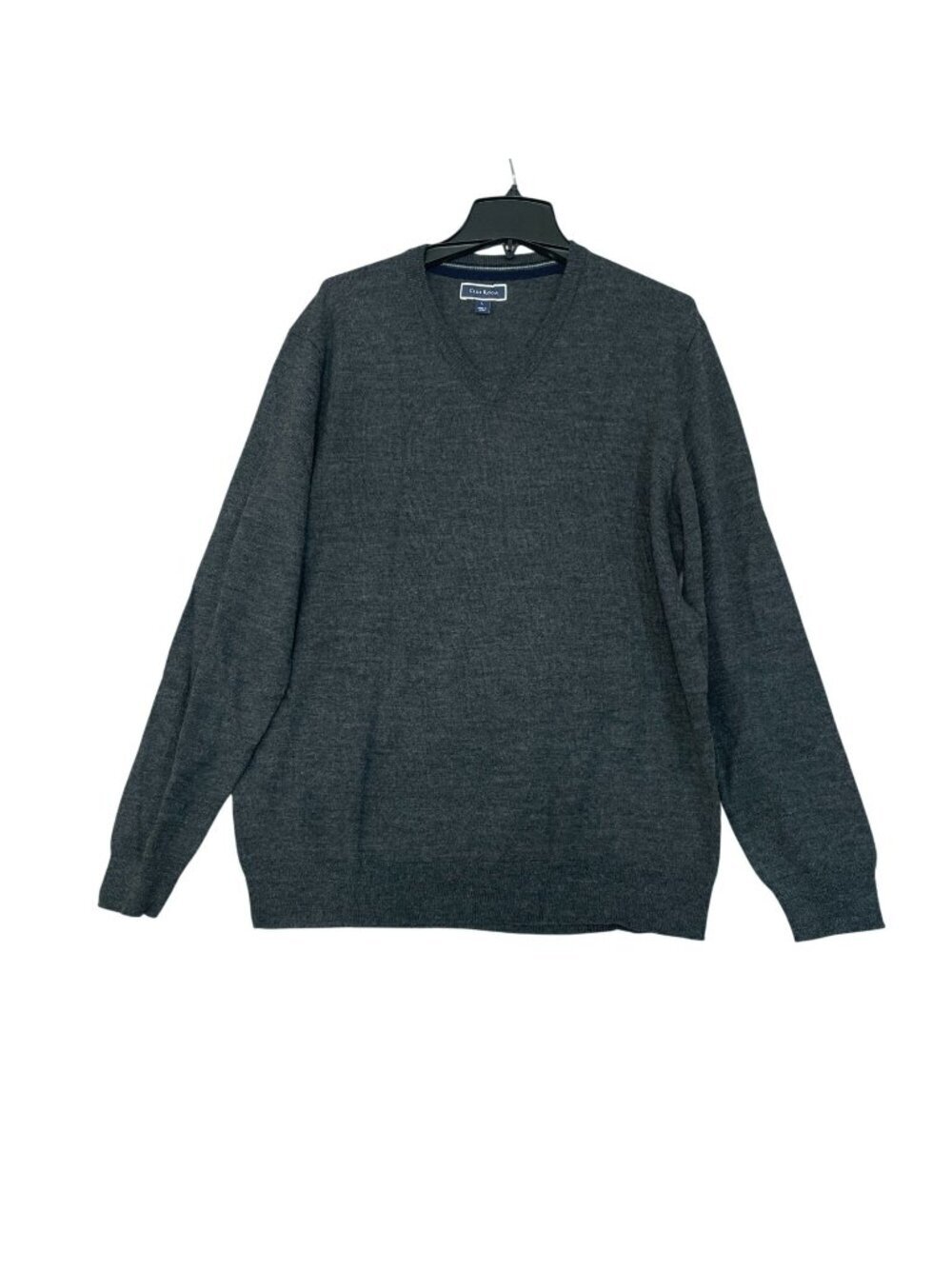 Club Room Men's L Grey V-Neck Sweater Merino Wool Blend F1356